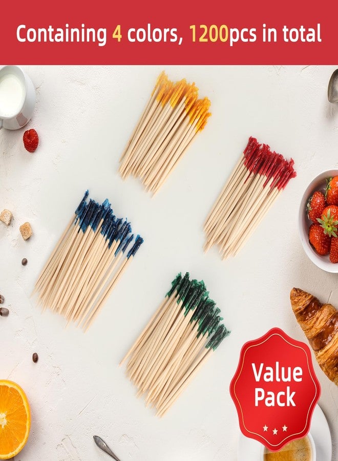 Ethanberg 1200Pcs Toothpicks for Appetizers, 2.5 Inch Cocktail Picks with Assorted Colors, Wooden Food Toothpicks for Appetizers Cocktail Fruit Club Sandwiches Barbecue Party Supplies - Image 5